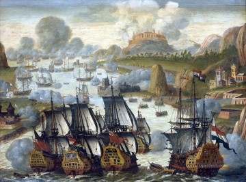 Landscapes Painting - Battle of Vigo bay october 23 1702 Sea Warfare